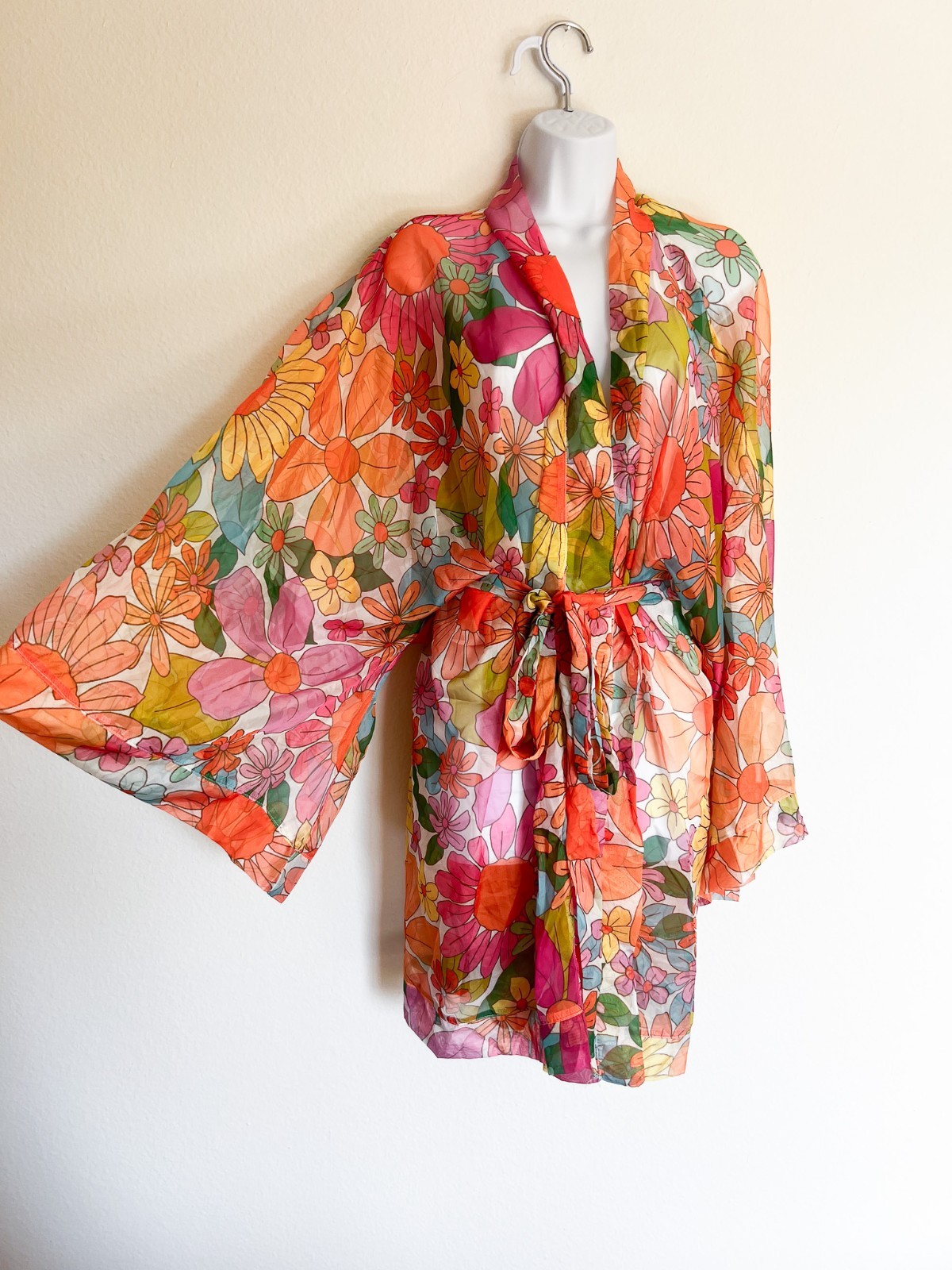 NWT Unique Vintage Retro Floral Robe Kimono Swim Coverup Women’s Plus Size OS