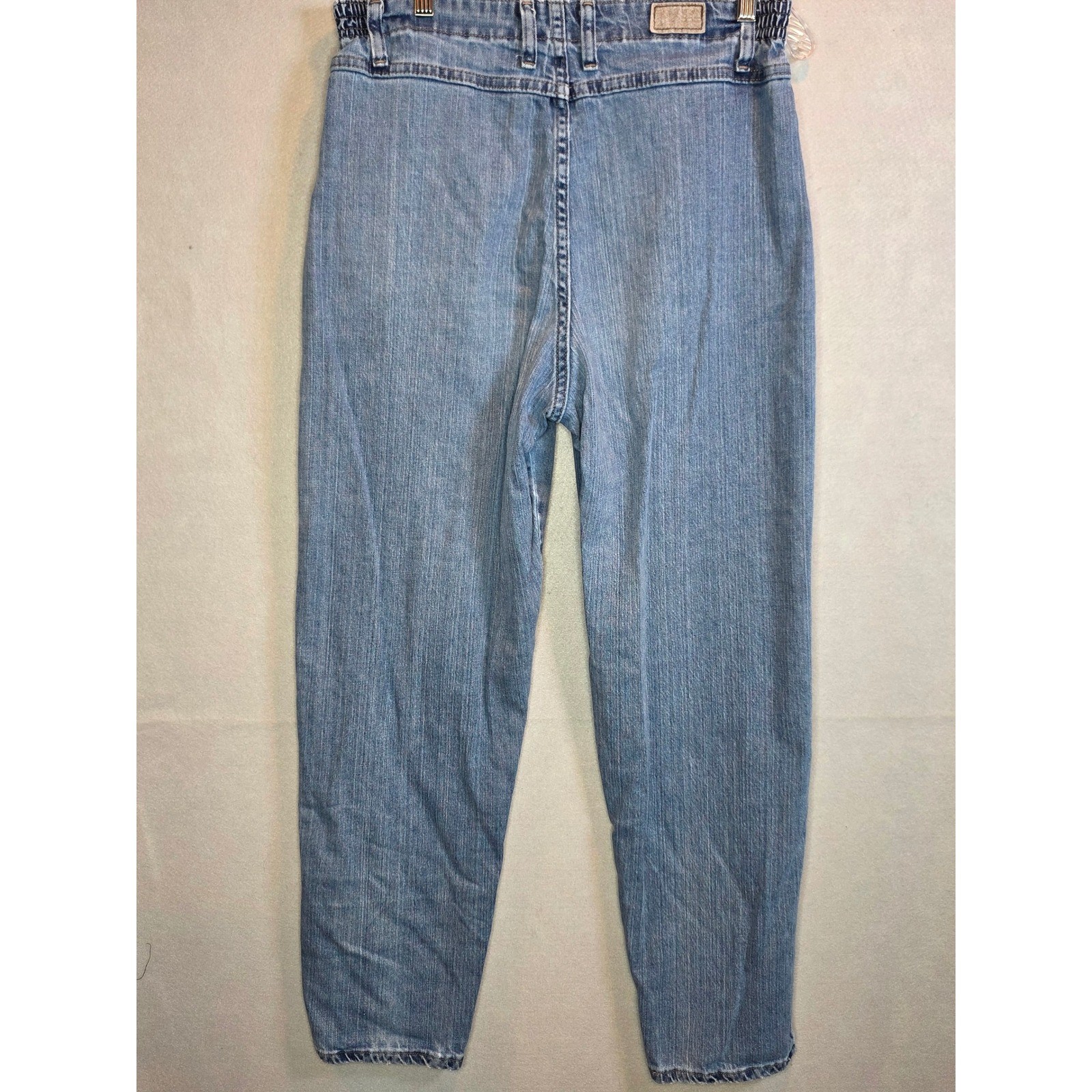 Lee Side Elastic High Waist Tapered Leg Jeans Medium Wash Blue Vintage 14 Long