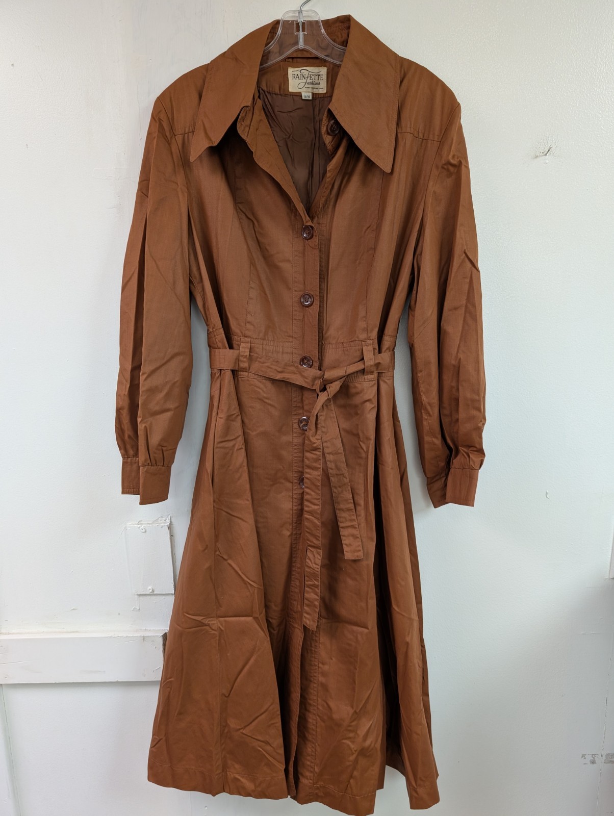 Vintage Rain-Ette Fashions Trench Coat 70s Street Style Lightweight 13 / 14
