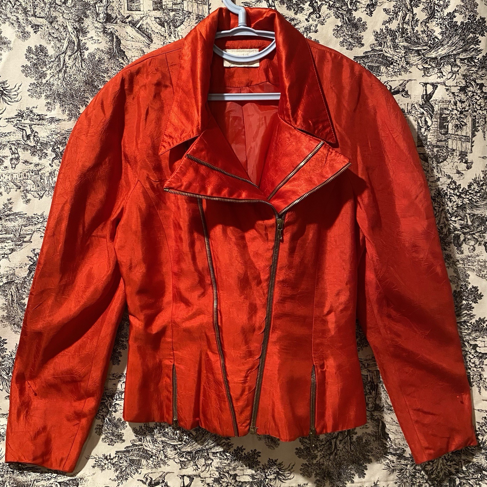 Vintage 1980s Cachet Peplum Motorcycle Bomber Jacket w Adjustable Zipper Accents