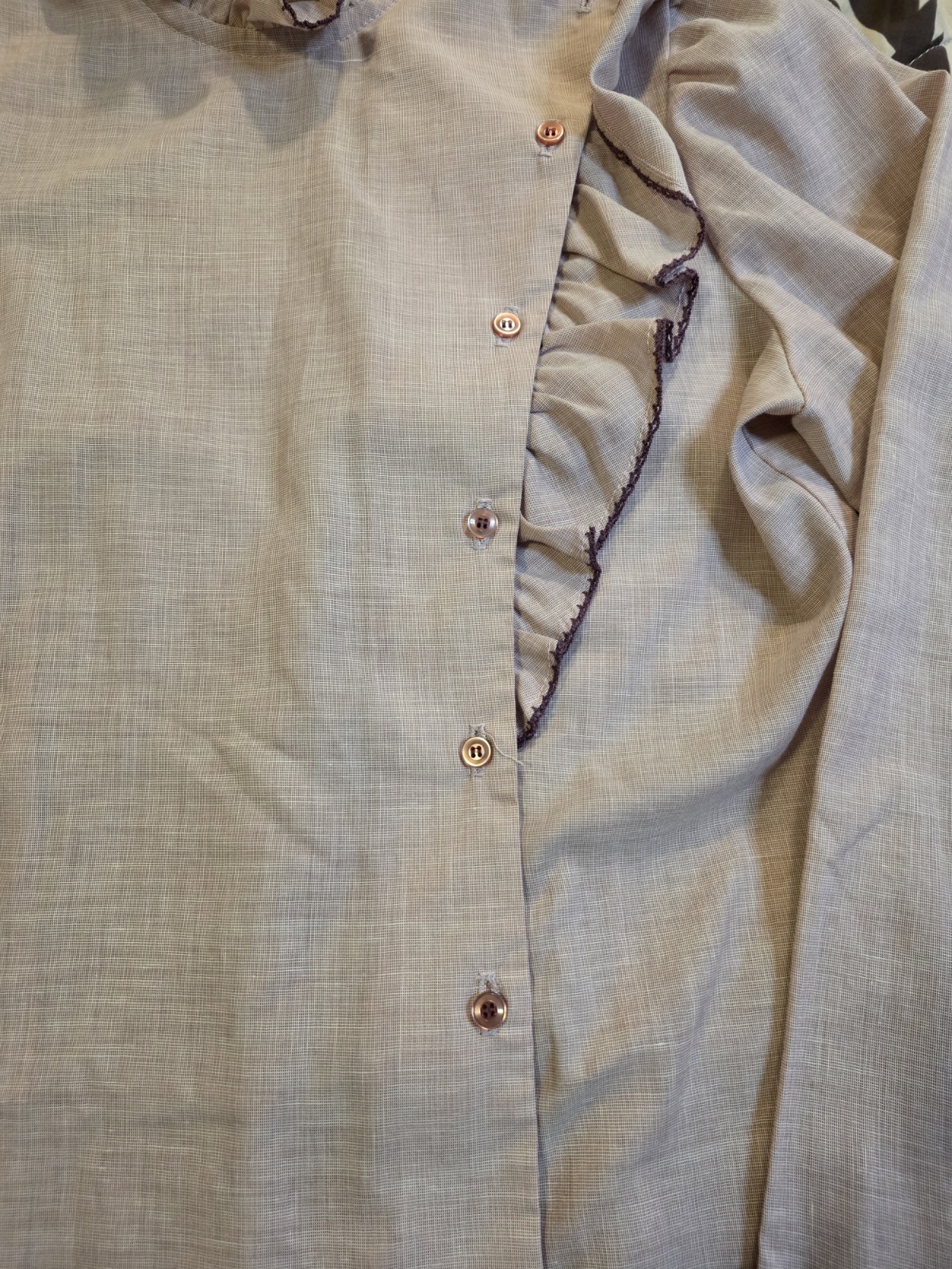 Vtg 70s Jo Hardin Cross Button Ruffle Blouse Purple Women’s Size 8 Cottagecore