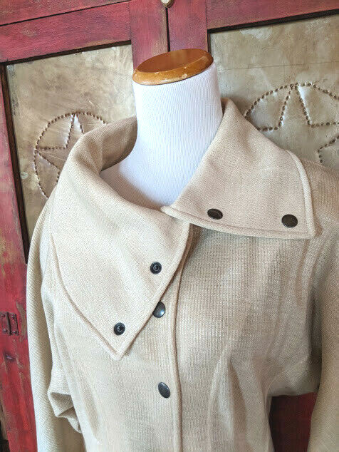 Vintage Henri Bendel Knit Coat JINABE PARIS Unique Beige Sz 40 6 8 1980s France