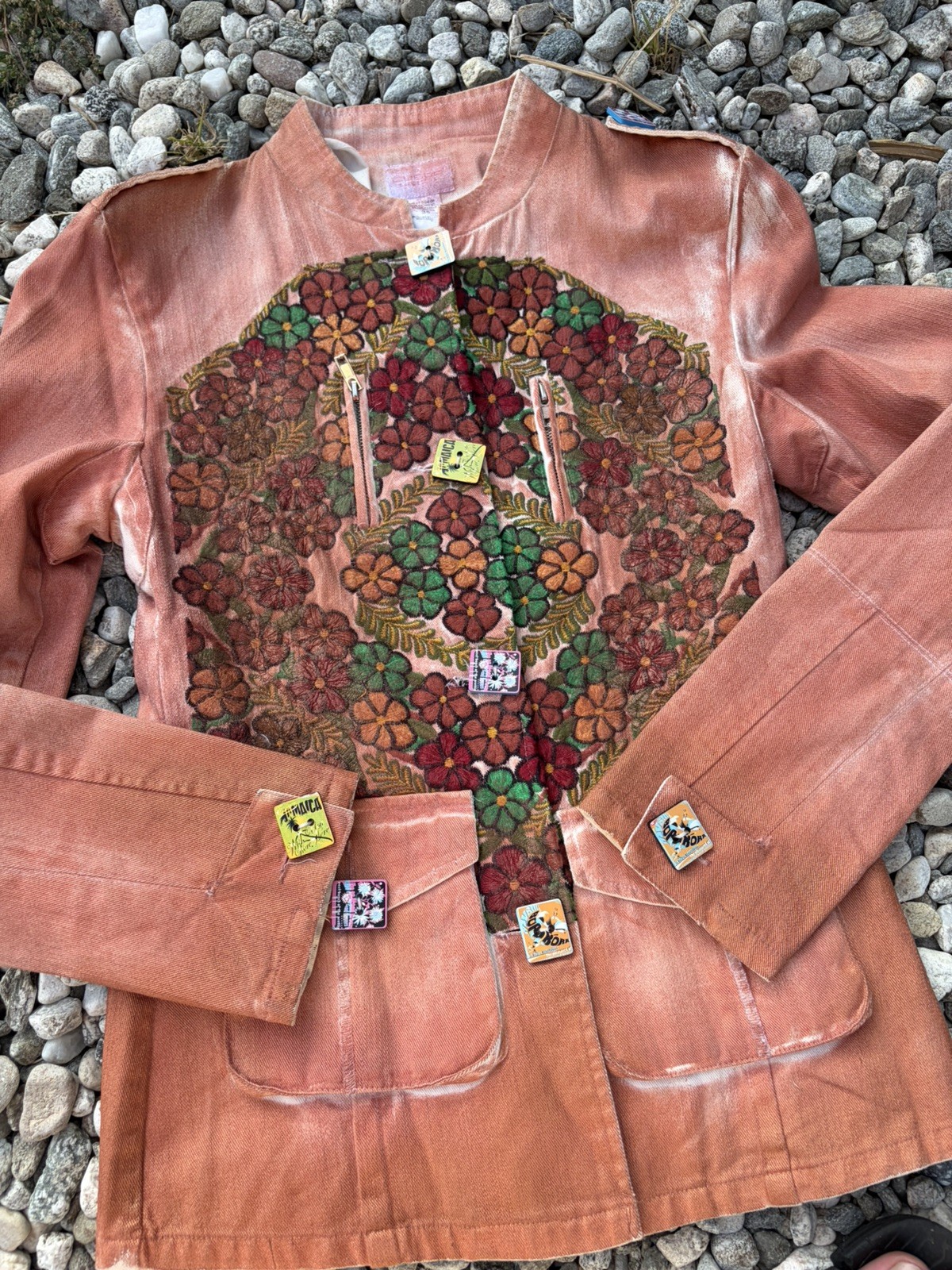 Custo Barcelona “Tourist” Multi-Colored Boutique Embroidered Blazer RARE Size S