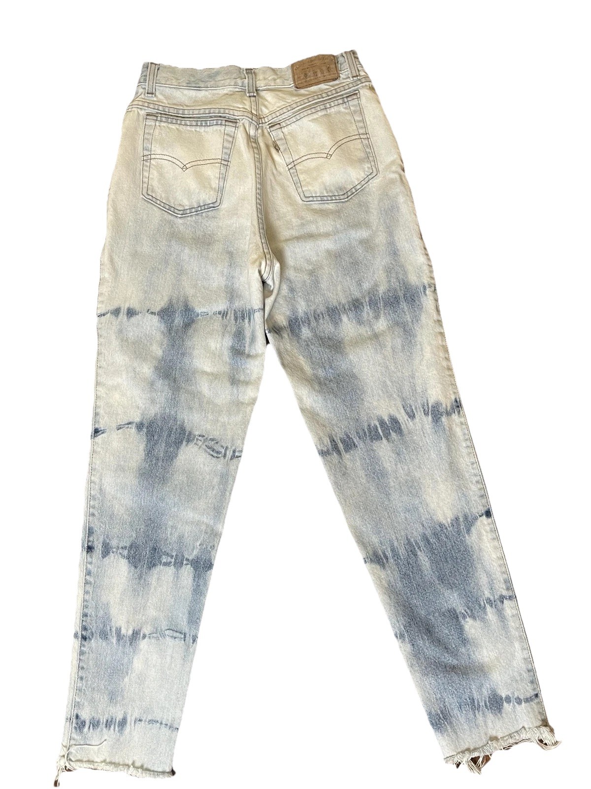 Vintage Levis 900 Series 901 Tie Dye Light Wash High Rise Tapered Jeans 24.5×27