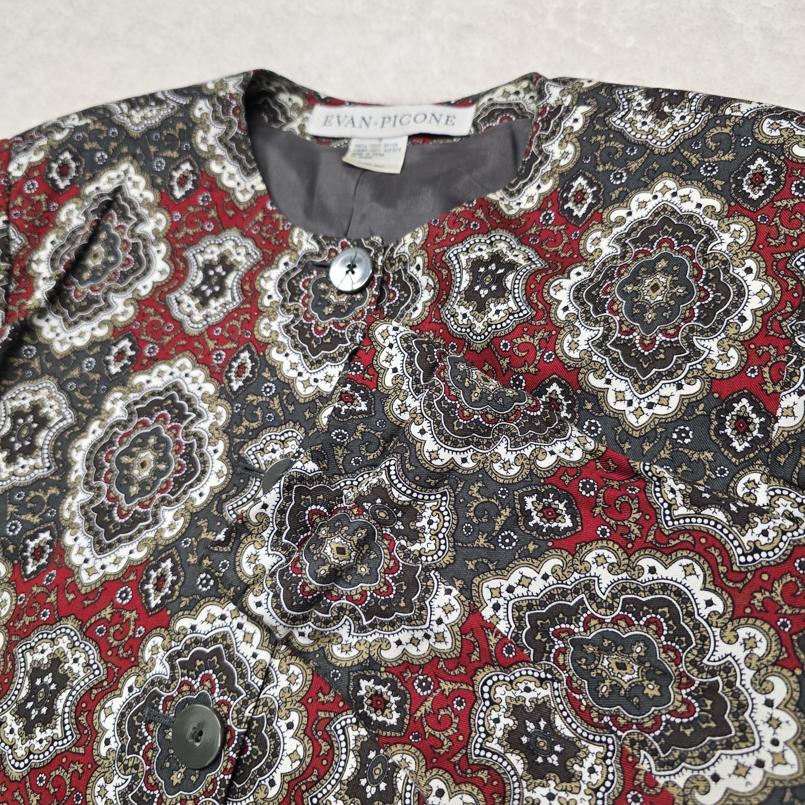 Vintage Evan Picone Blazer Womens 12 Lined Career Jacket Classic Office Tapestry