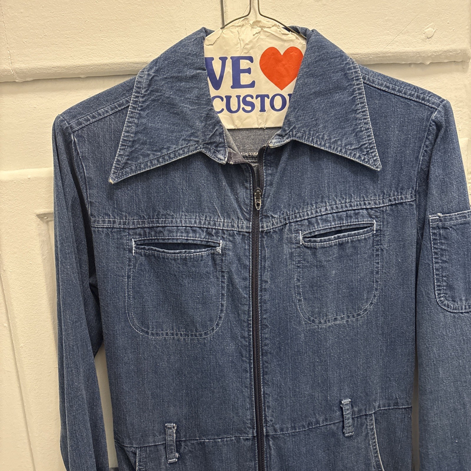 Vintage Mushroom brand Denim Jumpsuit Women’s M or L Boiler Suit One piece