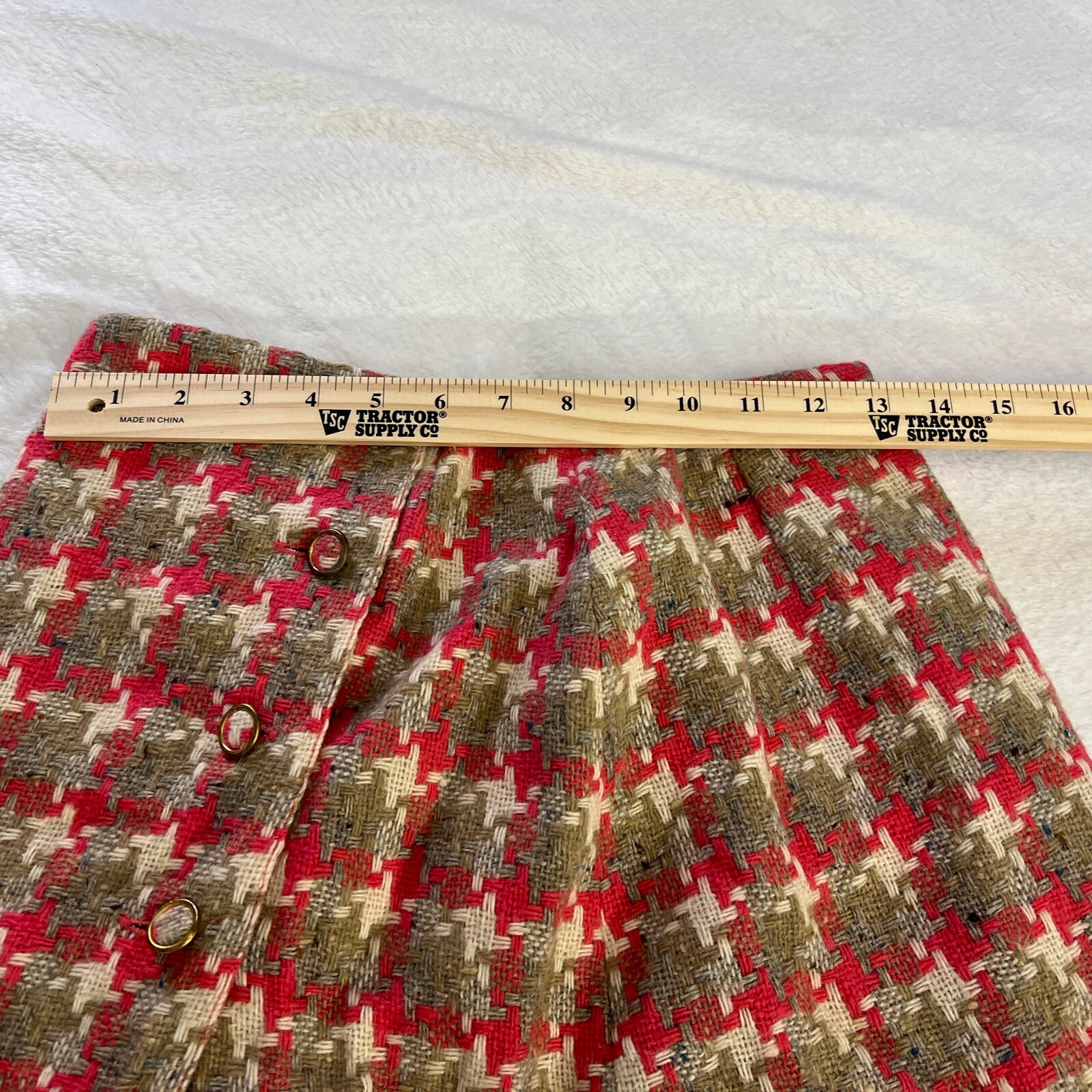 VTG McMullen MCM Skirt Tag Size 10 Multi Colored Weaved Fabric Buttons Pocket