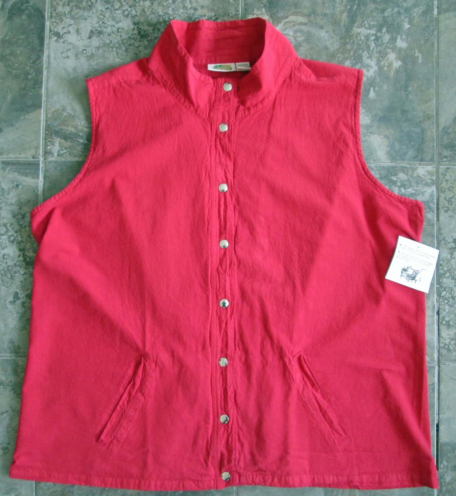 Vintage Collections ETC. Vest Shirt XXXL 3X Women’s Red Snaps Open 100% Cotton