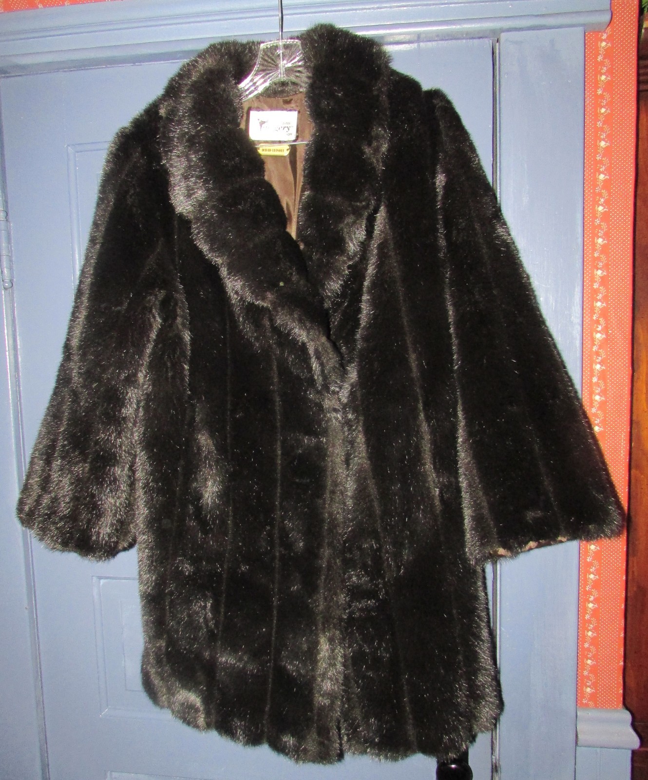 Vtg David Leinoff Faux Fur Coat Small Womens Luxurious Old Money Mobwife Furgery