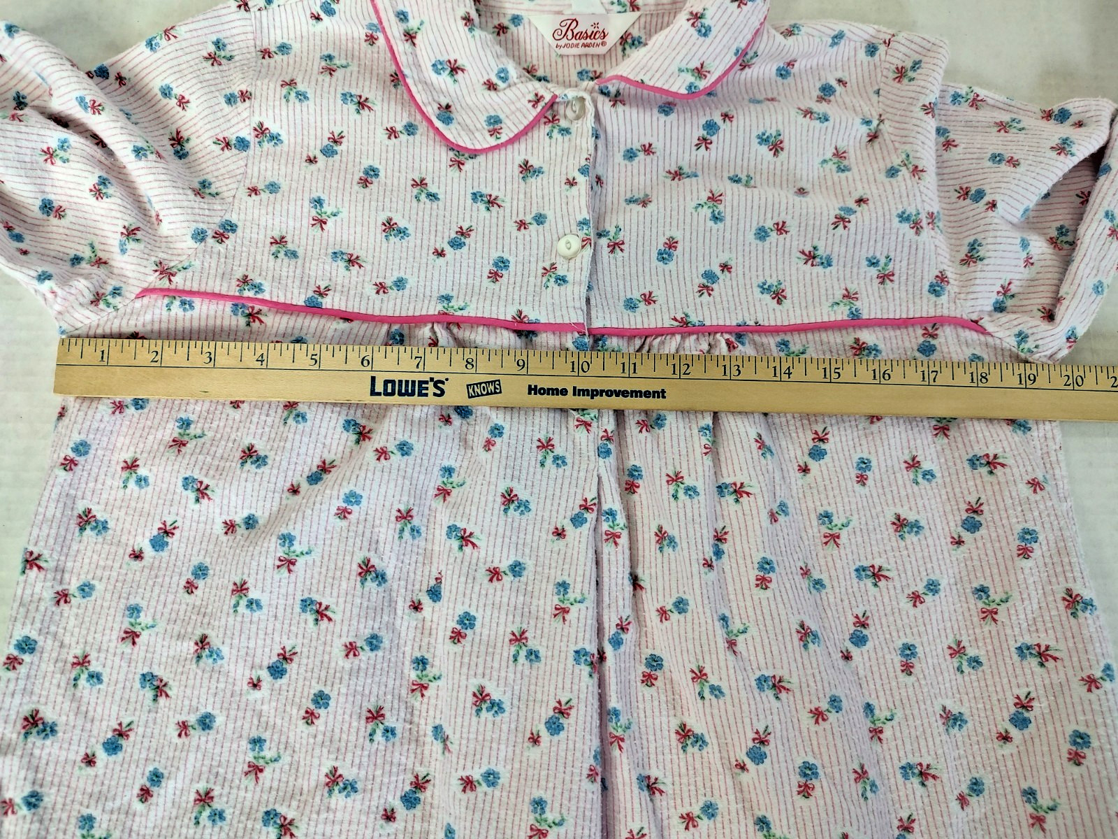 Vintage Jodie Arden Flannel Nightgown Sz Med Floral Pink Blue Granny Cottagecore