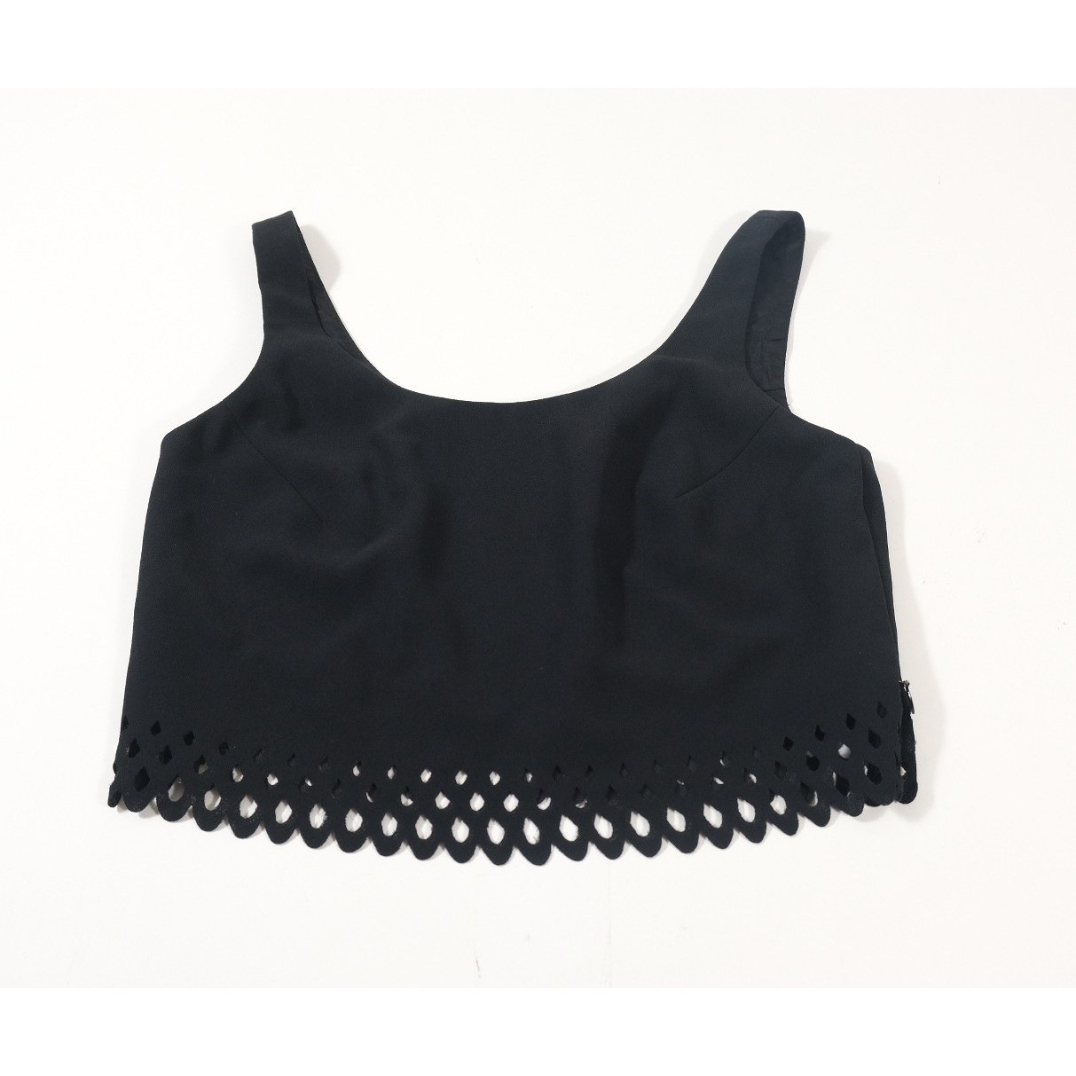 Laundry By Shelli Segal Crop Top Women 2 Black Scalloped Hem Vintage 90s