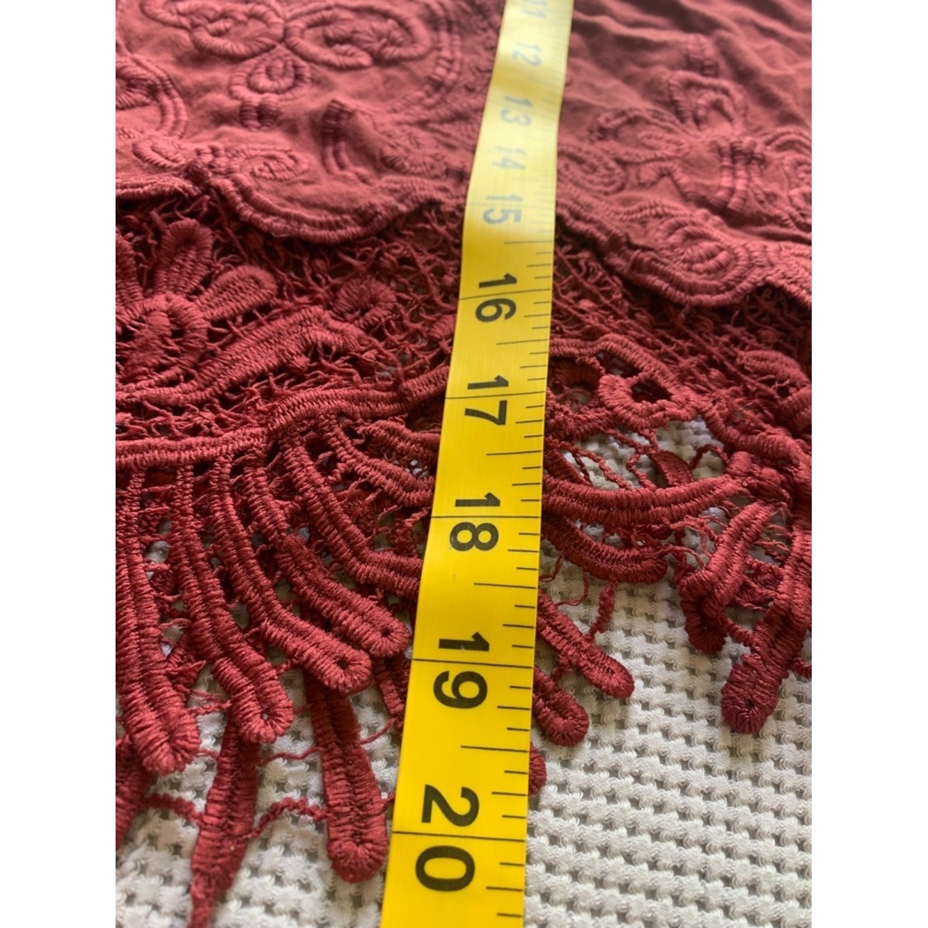 Rue 21 Boho Lace-Hem Burgundy Spaghetti Strap Tank Top Small Festival Summer