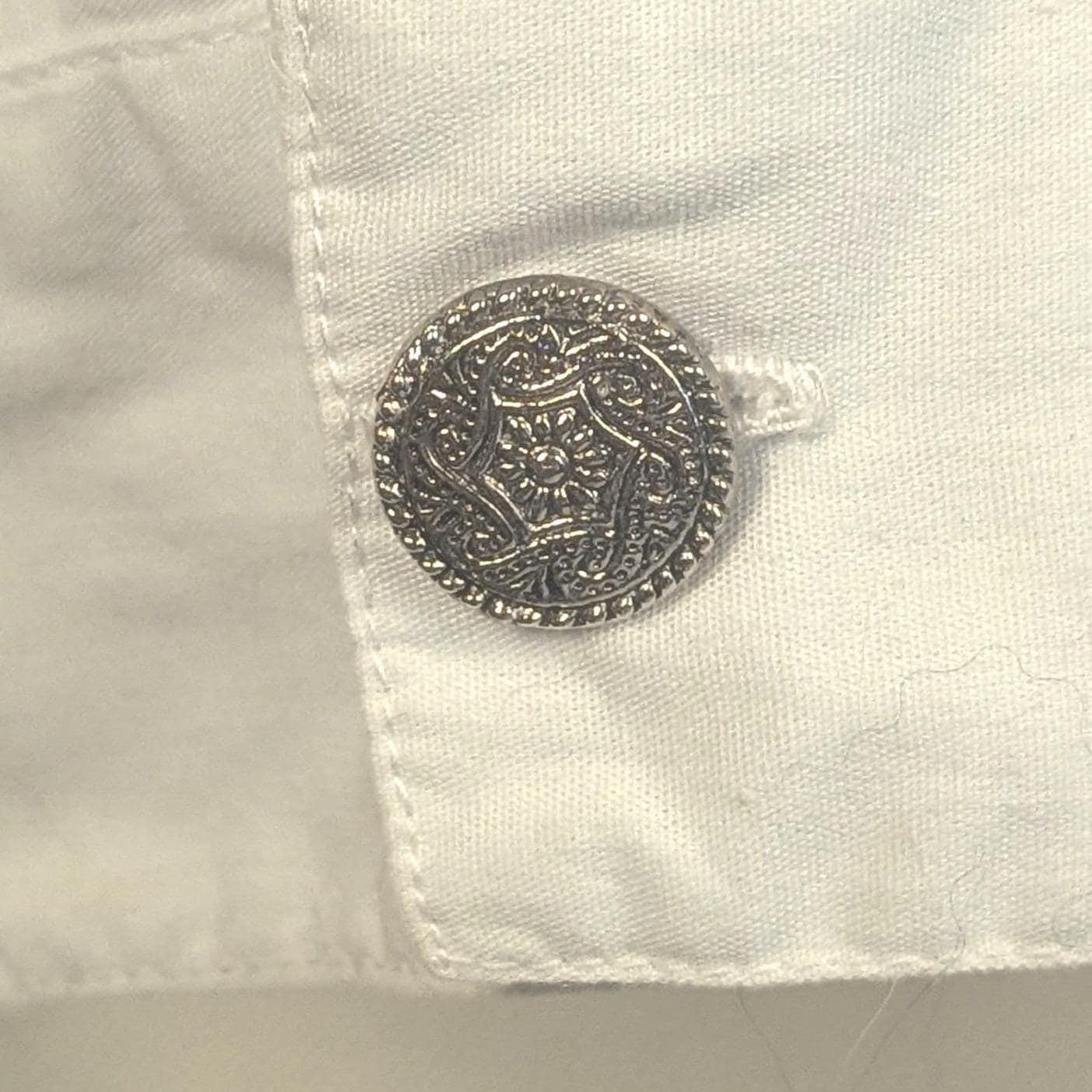 L VTG I Love Cowboys Out West Fringe Western Shirt White Black Red Embroidered