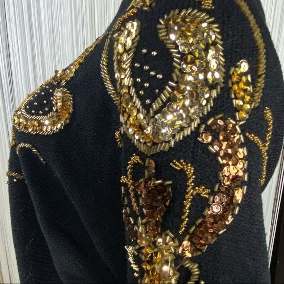 Vintage 90s JAYMEE PAPELL Large Black Knit Sweater