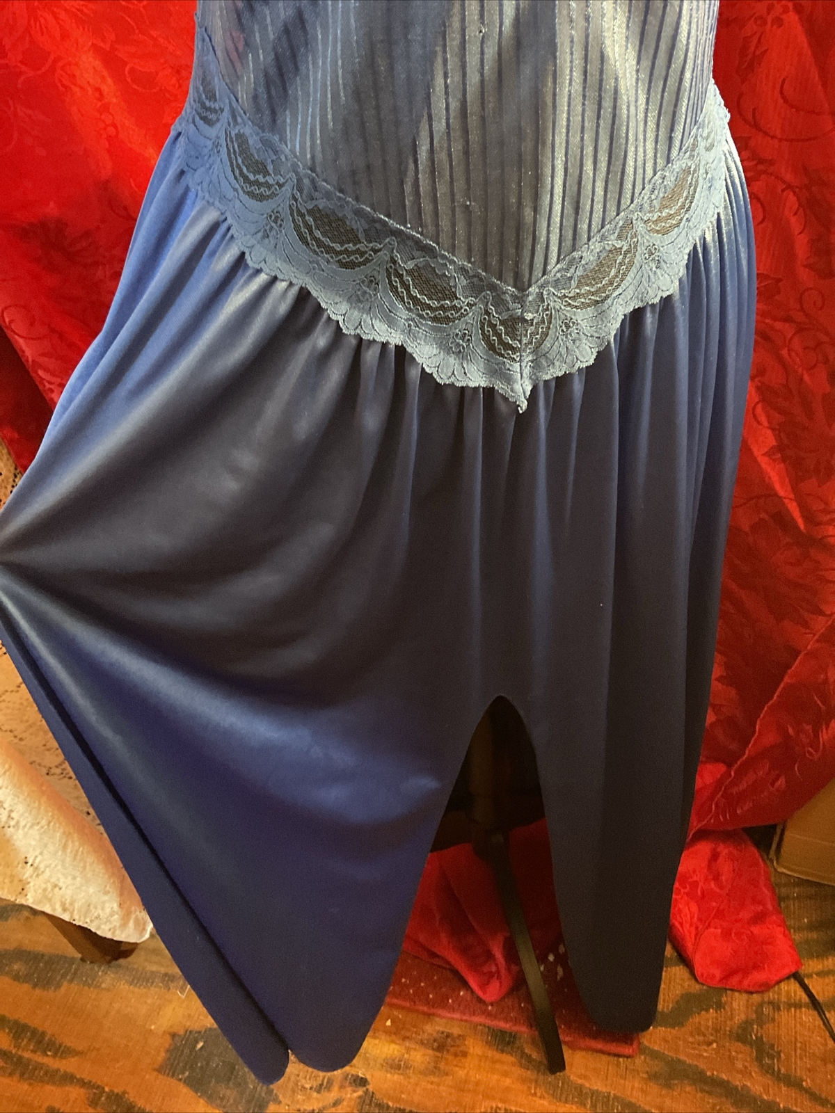 Vintage Stardust Royal Blue Sexy Nightie Gown Long Size Medium