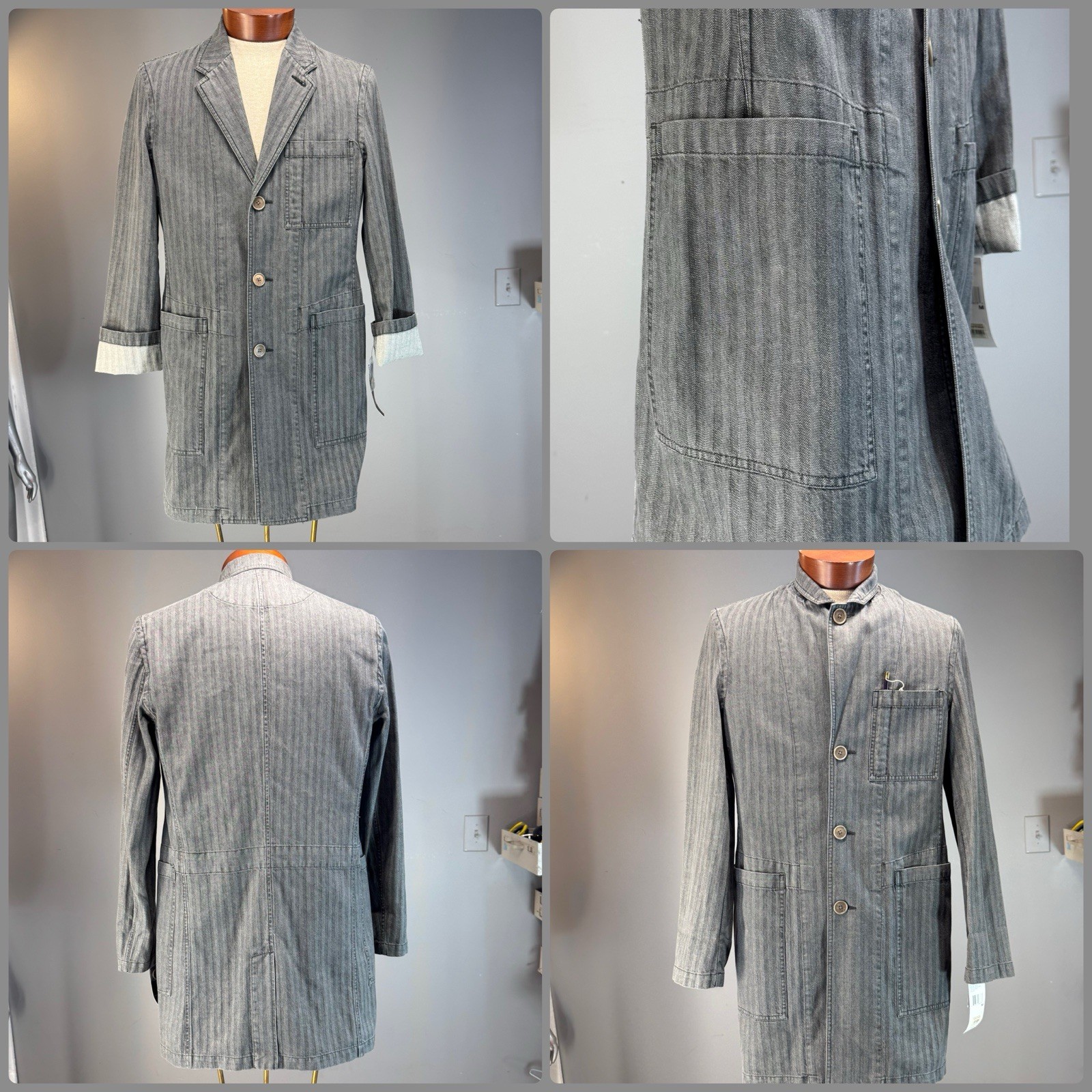 DKNY graphite hbt Denim Chore Jacket Vintage 90s Workwear Cotton Coat NOS NWT