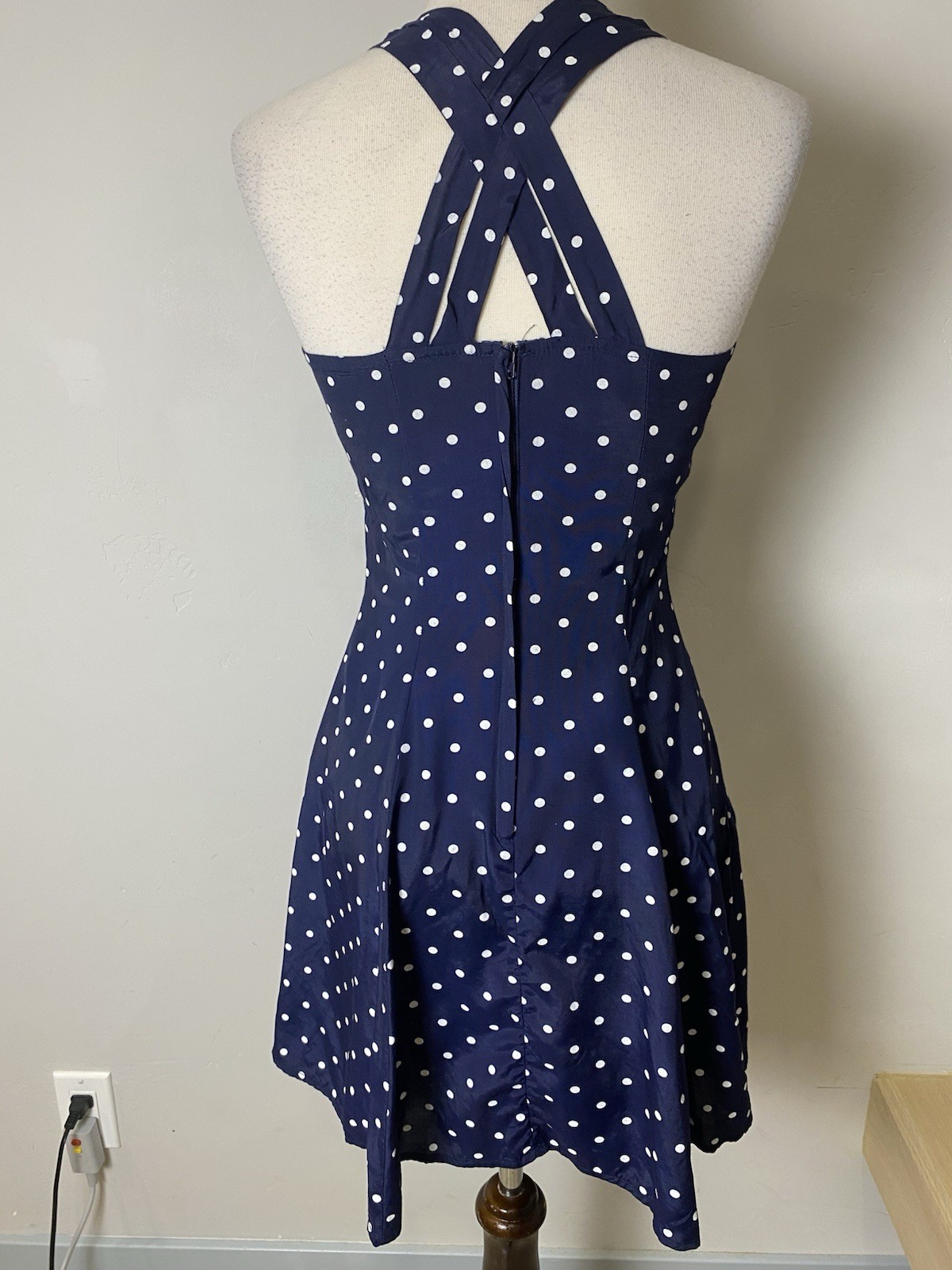 VTG 90’s My Michelle Navy With White Polka Dots Party Summer Mini Dress 5/6