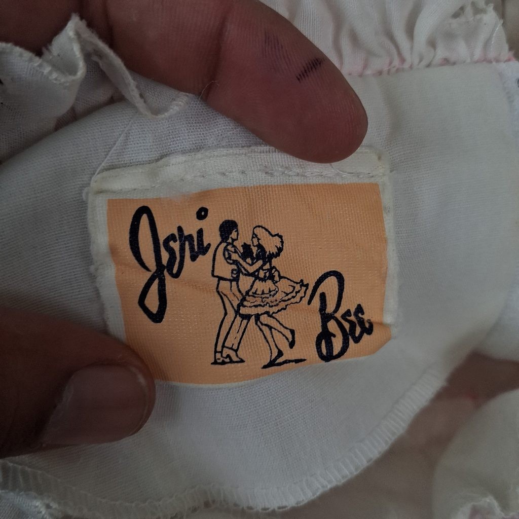 Vintage Jeri Bee Womens Pink Polka Dot Square Dance Prairie Dress Size 8 Eyelet