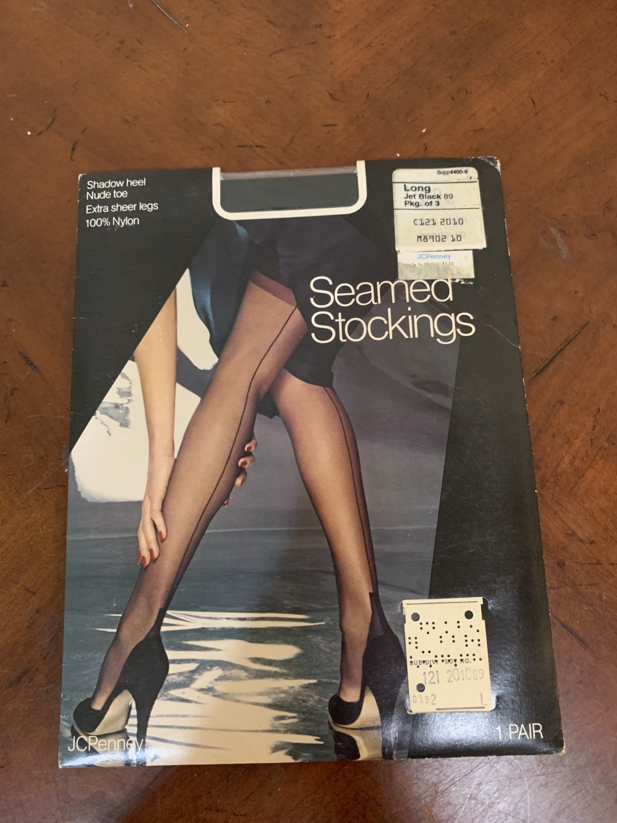 Vintage JC Penney Seamed Nylon Stockings Extra Sheer Shadow Heel Size L Lot of 3