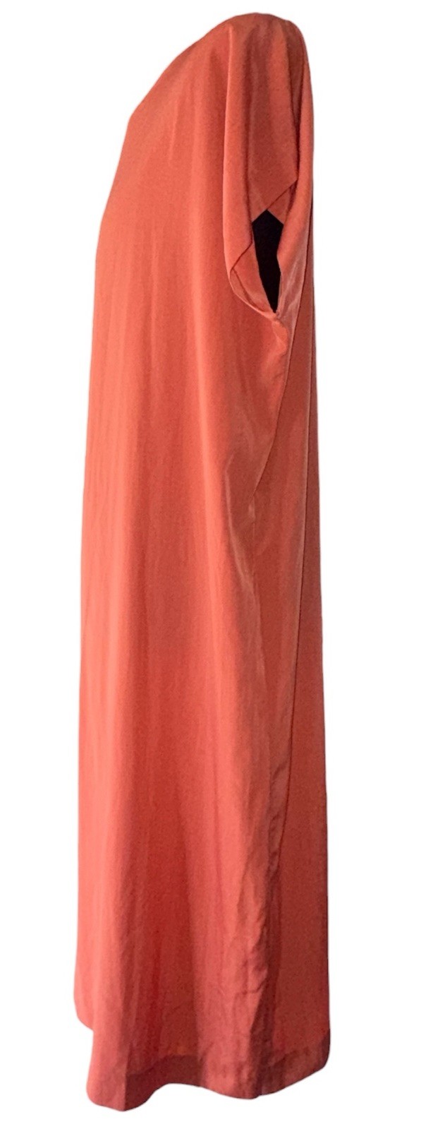 Sue Brett vintage coral orange shift dress mid-century loosely hung straight cut