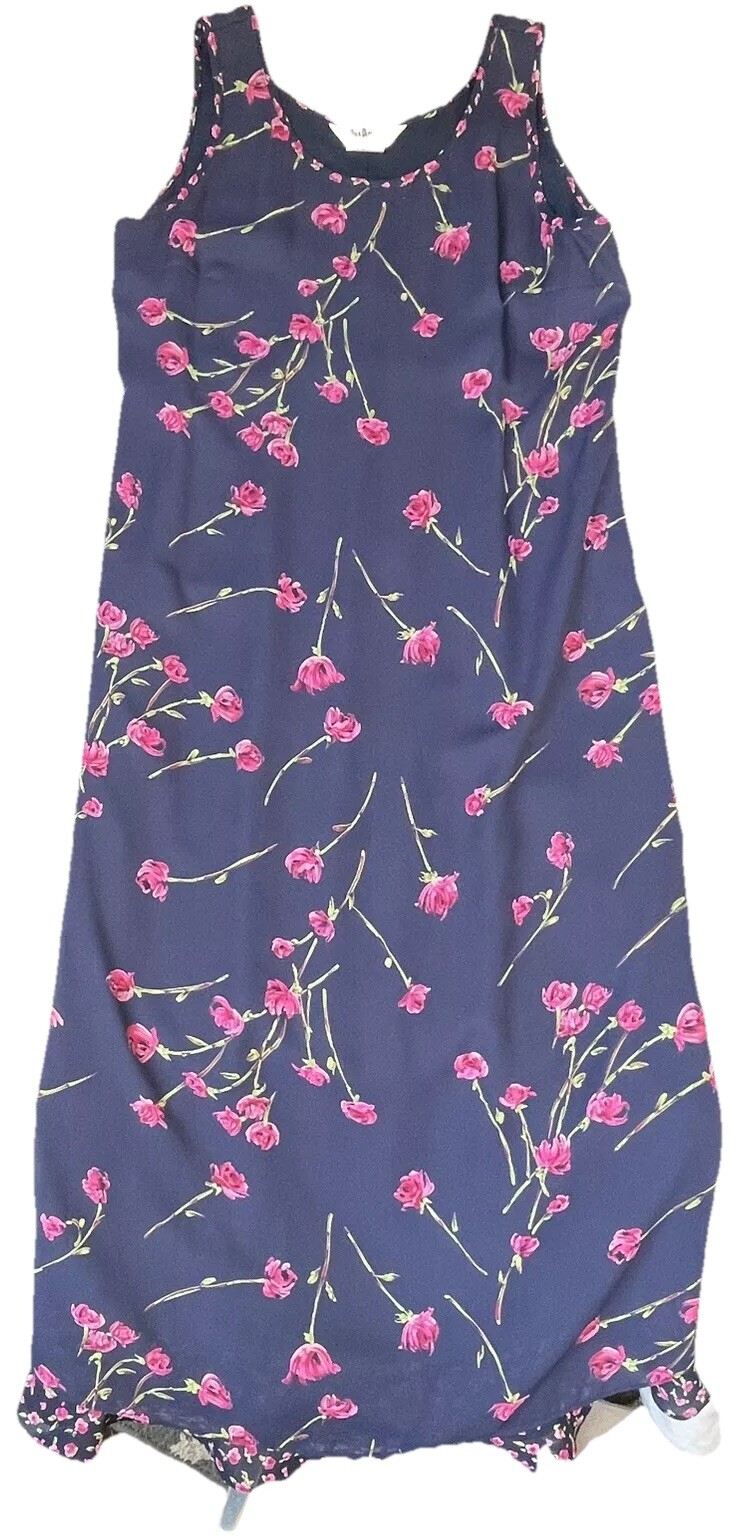 Vintage Nina Piccalino Dress Womens Size 10 Blue Floral Cottagecore Gypsy Boho