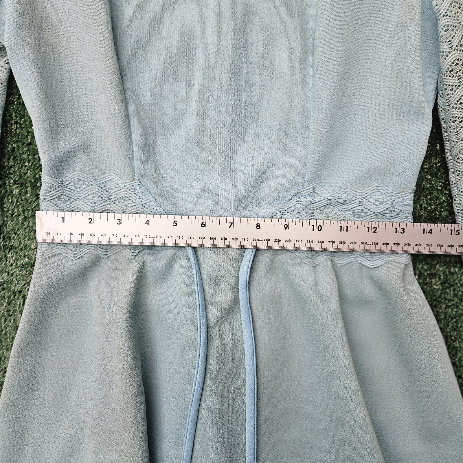 Vintage A Line Dress Button Collar And Lace Puff Sleeves Size S See Description
