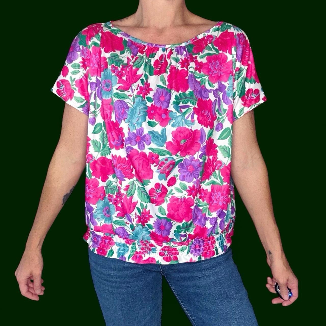 Vintage Lady Ronte Colorful Floral & Plants Blouse