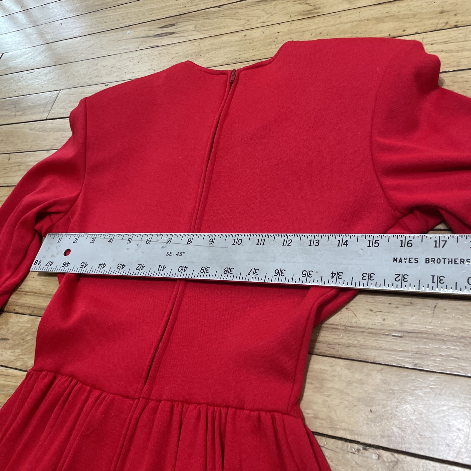 Expo Petite Vintage 1980’s Lace Trim Red Praire Dress Women 4 Wool Zip Made USA