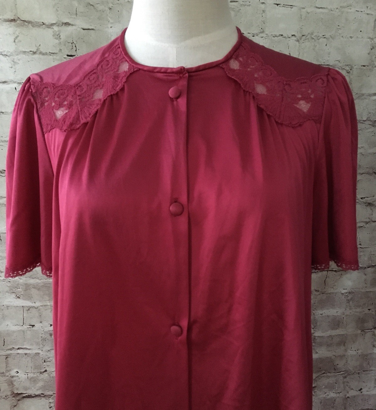 Vintage Vanity Fair Burgundy Womens Small 2 Pc Sleepwear Set Pajama Shirt & Pant