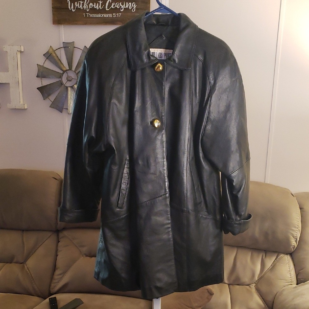 Hillary Paige Vintage 80’s 90’s Leather Trench Coat Ladies Medium Petite