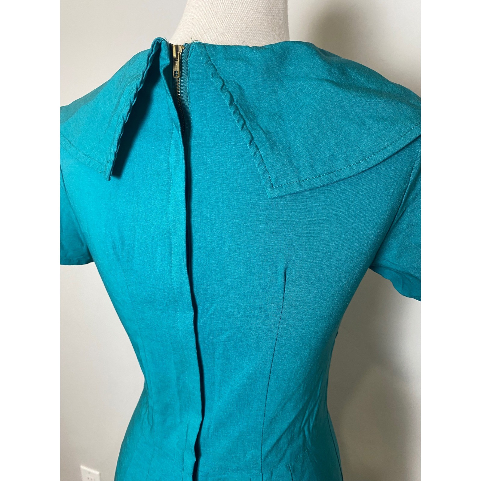 Bettie Page Las Vegas Vintage 60s Style Teal Wiggle Pencil Dress Turquoise S