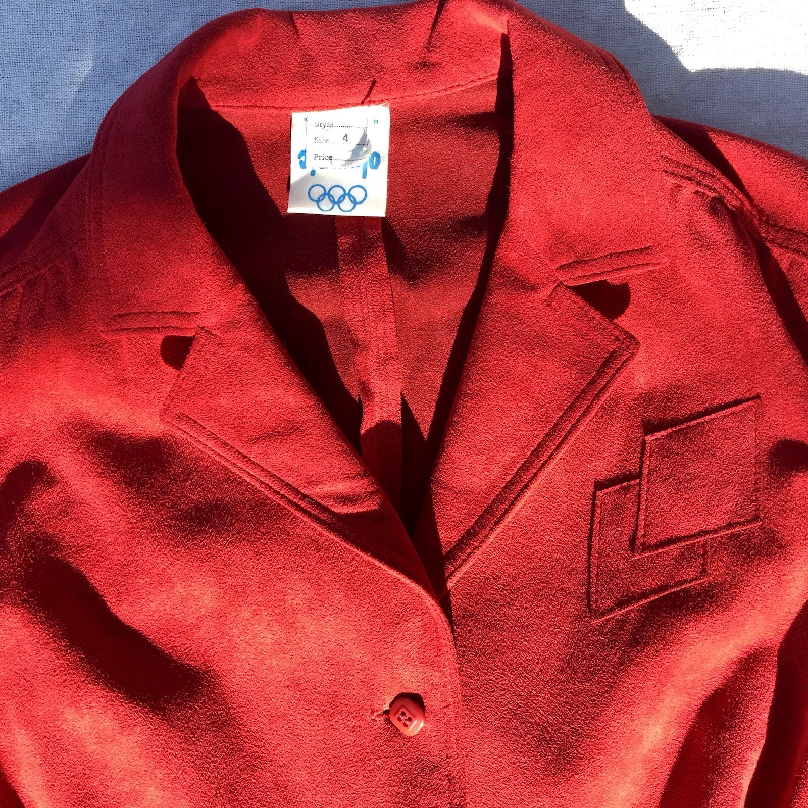 Vtg 70s Button Down Faux Suede Polyester Blend Dress 4 Xs S Olympic Ca HTF MOD
