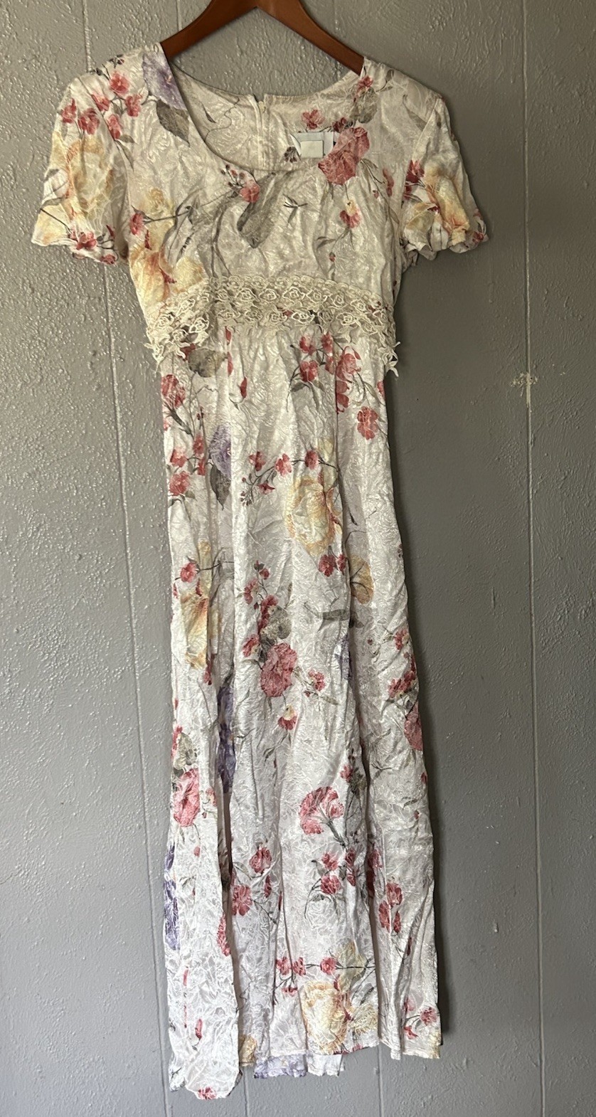 Vintage Jody California Floral Dress Size 5 Cottagecore Romantic Lace Eyelet