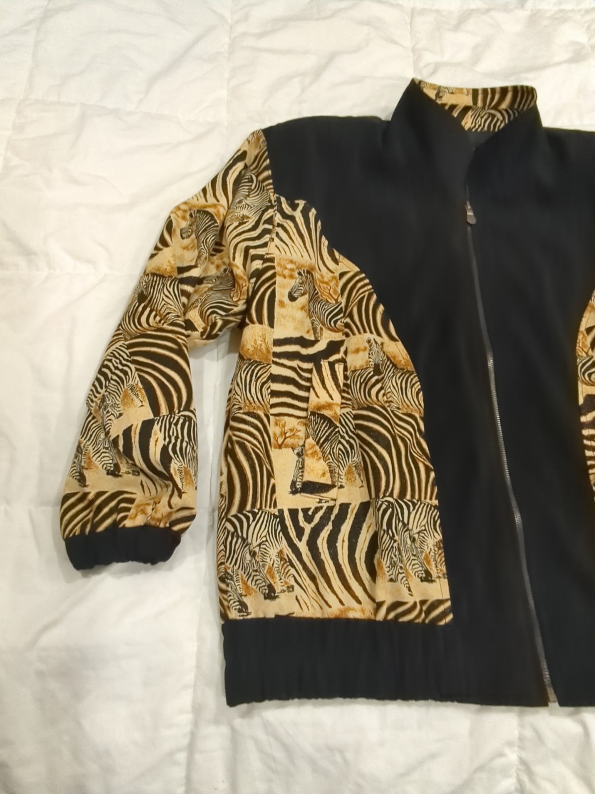 Vintage 80s Valentina Womens Zebra Safari Zip Up Collared Jacket OS