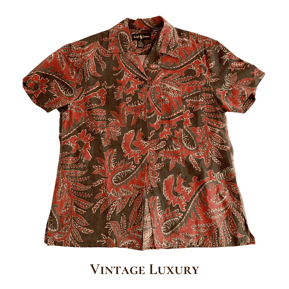 Ralph Lauren Linen Cotton Blend Paisley Camp Shirt Women’s SZ 4