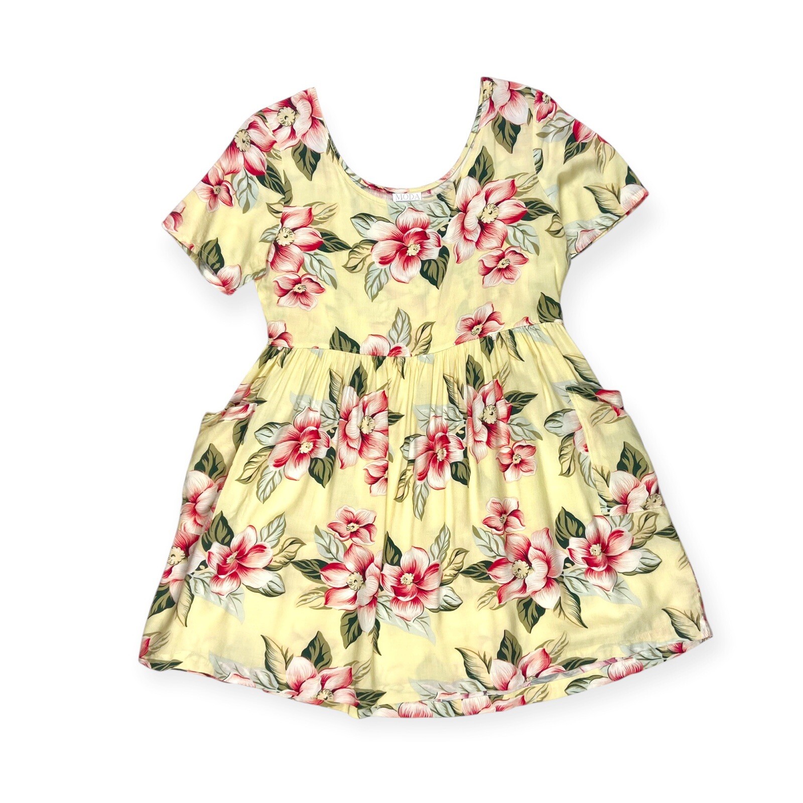 Moda INTL Women’s VTG 90s Yellow Floral Babydoll Cottagecore Grunge Boho Dress M