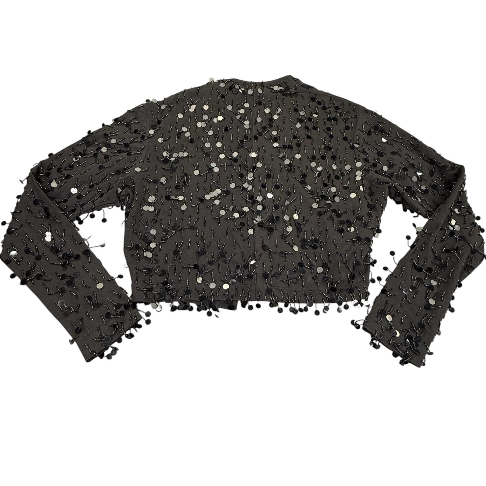 Vintage Vivienne Tam East Wind Code 80s 90s Black Beaded Sequin Bolero Jacket 1