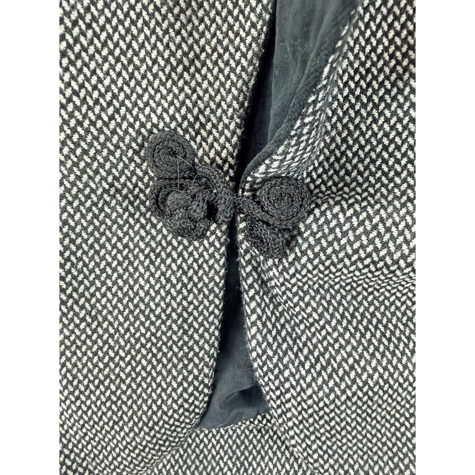 Vintage Emily 2 Piece Skirt Suit Black White Textured Set Unknown Size