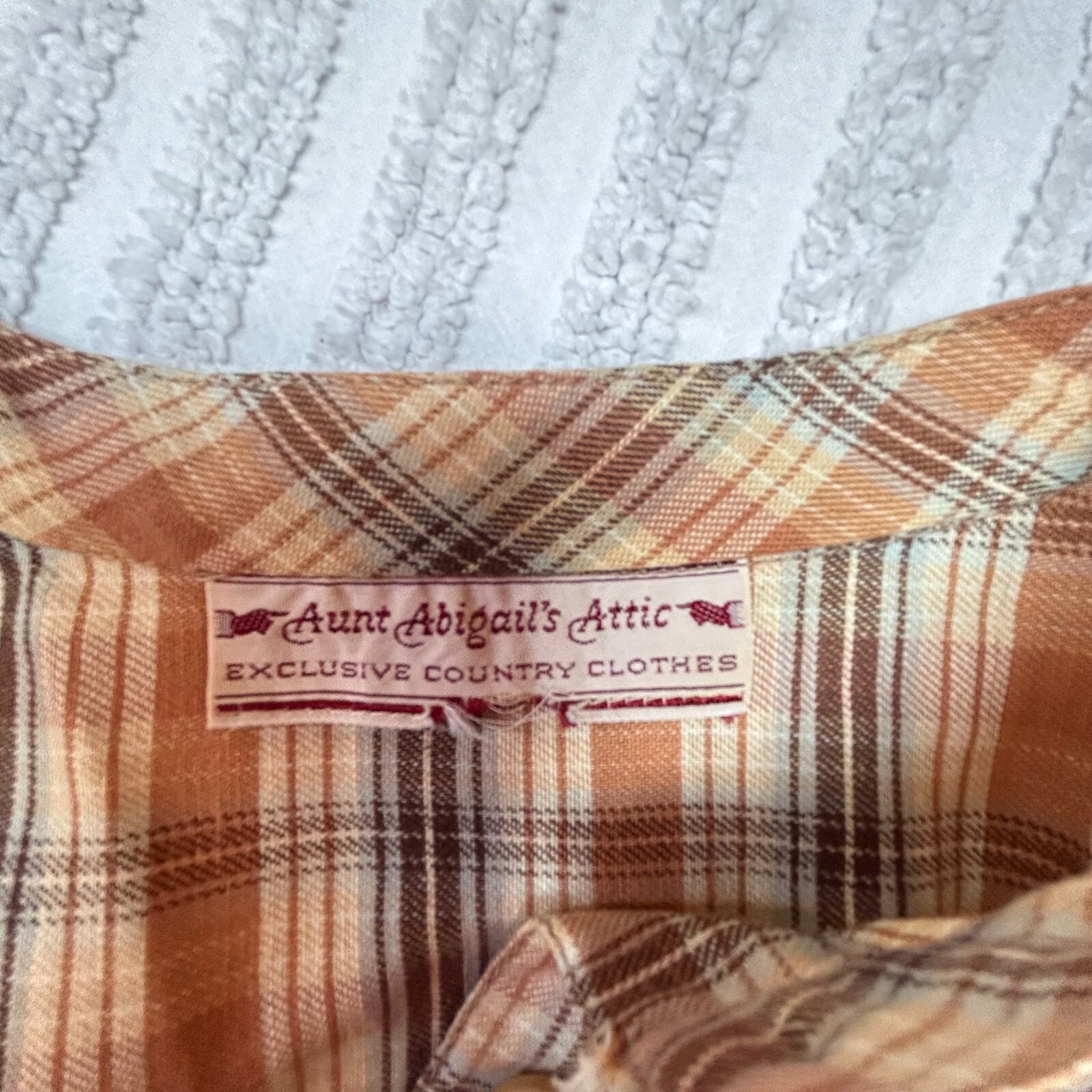 Aunt Abigail’s Attic Vintage Plaid Midi Shirt Dress Brown Long Sleeve Prairie