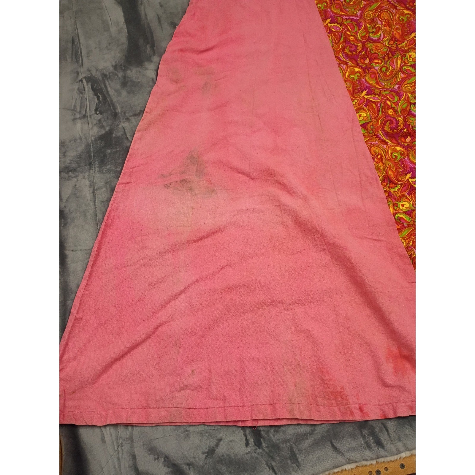 Vintage Maxi Dress Womens S Pink Orange Paisley Mod Vintage Psychedelic 60s 70s
