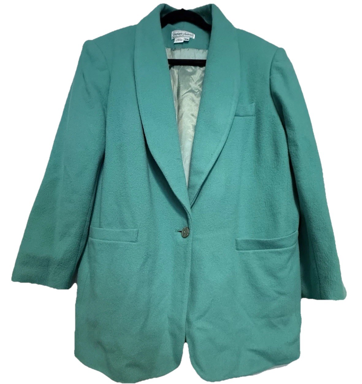 Stephanie Andrews Teal Blazer Women’s 18W Plus Size Single Button Vintage