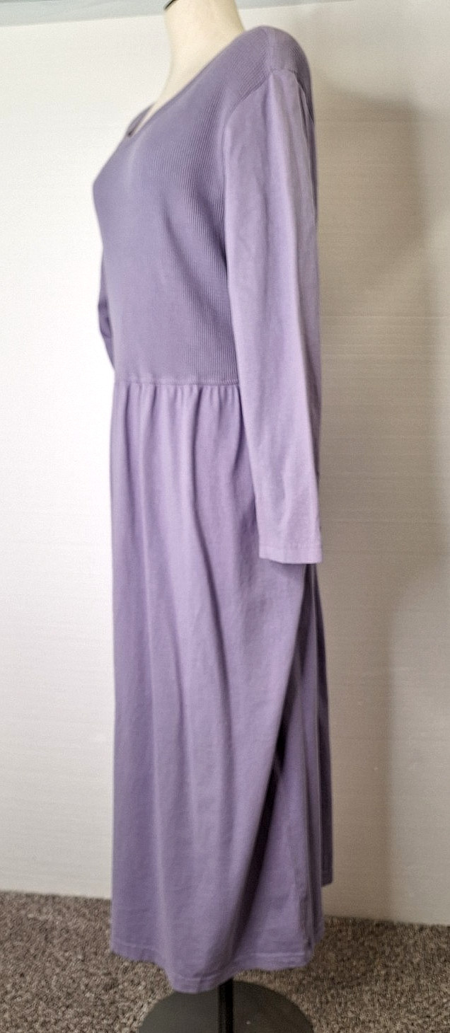 Vtg 90s C2W Cotton To Wear Woman’s Size 2X Purple Long Sleeve Stretch Dress