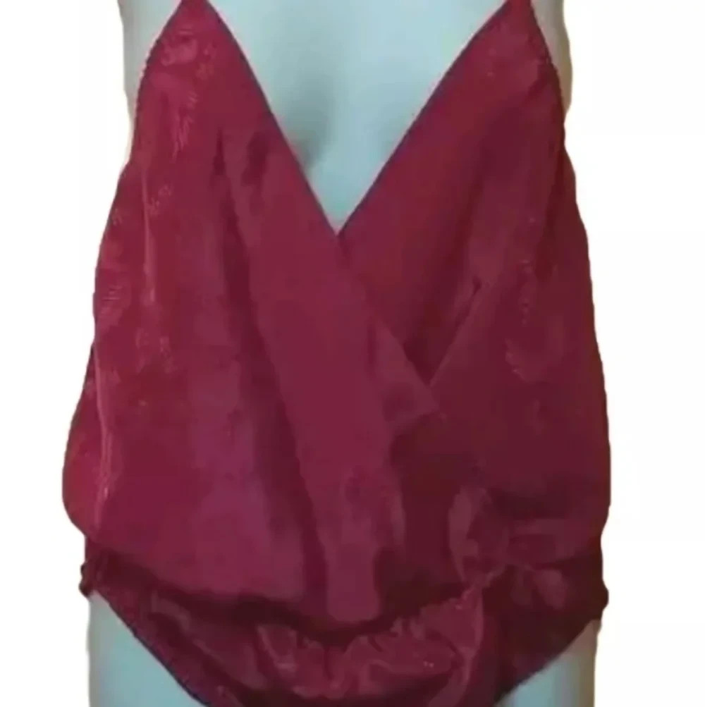Vintage Shirley Of Hollywood embossed satin Pink Fuchsia Teddy Bodysuit Romper S