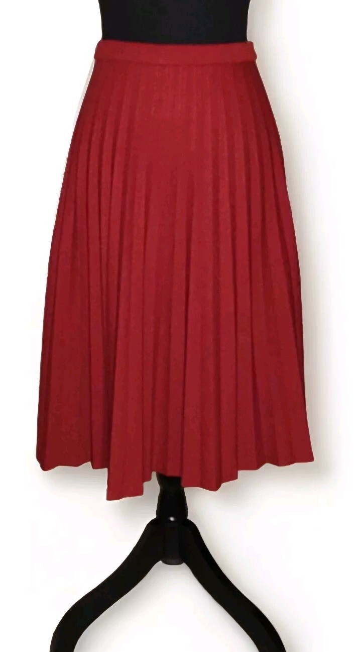 Vintage Talbott – Dark Red Knit 2 PC Tunic & Pleated Skirt Set – Size 16