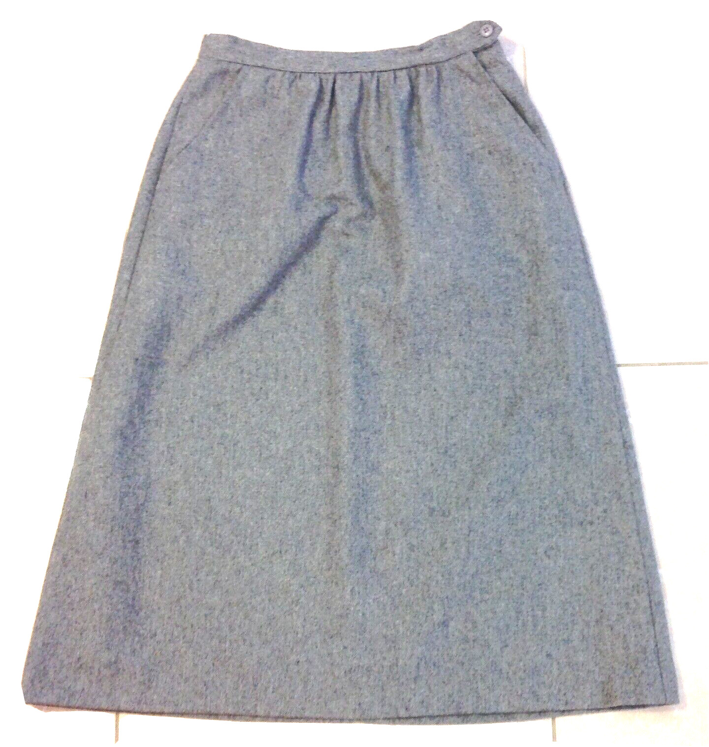 VTG Hunter Sportswear Womens 10 Gray Wool Midi Skirt Satin Lined Career