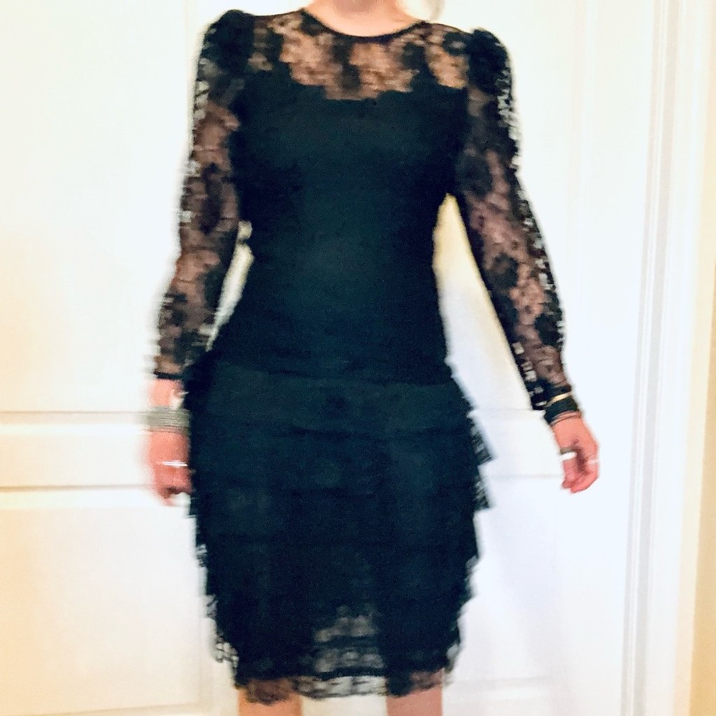 Wednesday Dresses Collections / Beene Black Lace Dress with ruffles