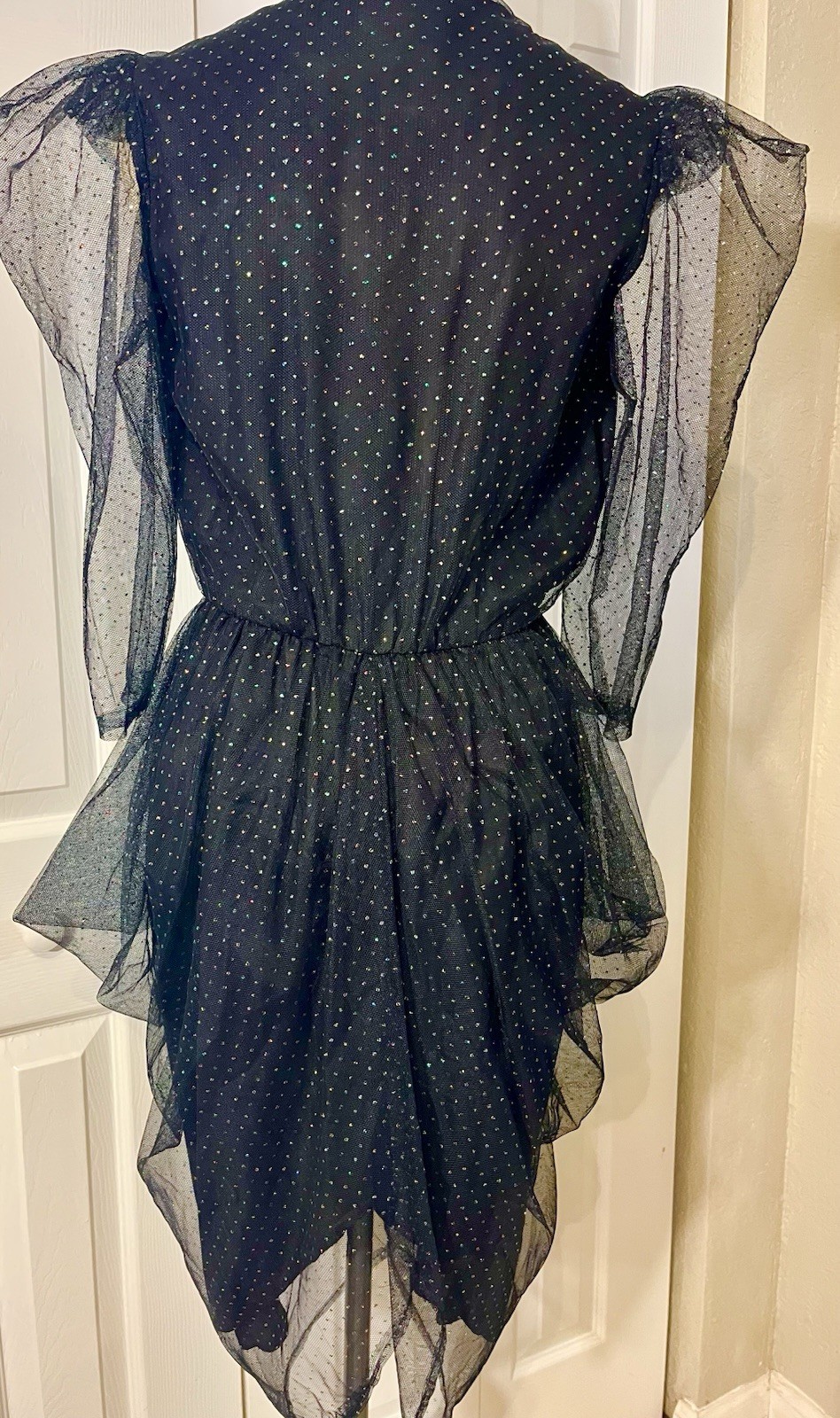 Glenrob Sparkling Tulle Art Deco Black Dress 7/8 Or S Glam Rock Siren