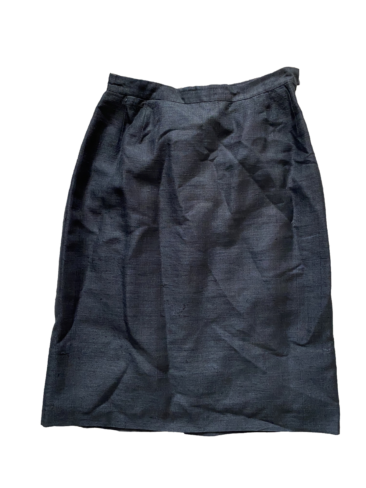 Vintage Skirt Black Raw Silk Pencil Straight Handloomed Sabina Casuals Size 4