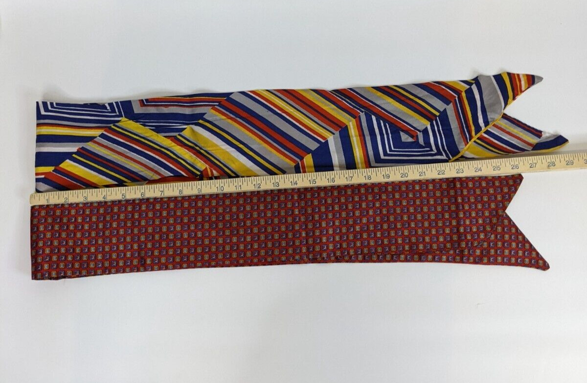 Vintage Art Deco Skinny Scarf Set Purse Hair Neck Tie Red Blue Yellow White