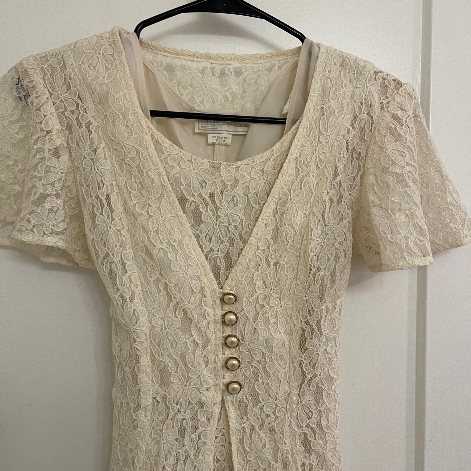 Vintage 90s Lace Corset Back Mini Dress White Wedding Chic Old Money